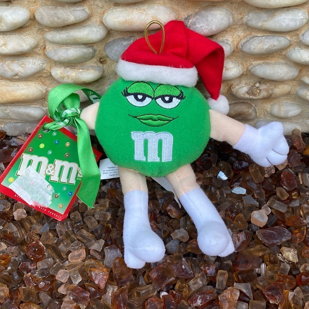 NWT Mrs Green Embroidered M&M Plush Christmas Toy/Ornament 6" Galerie 2004 Mars